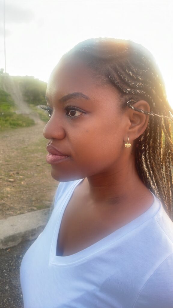 Mixed blond Fulani cornrow braids Side view