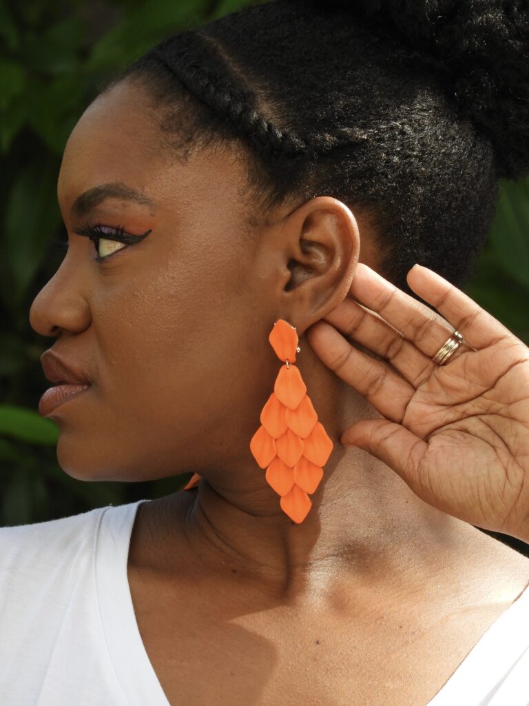 Orange dangle earrings