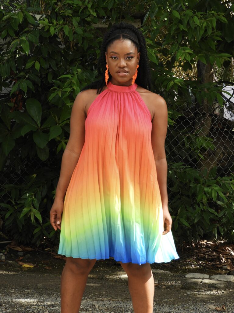 Rainbow pleated dress